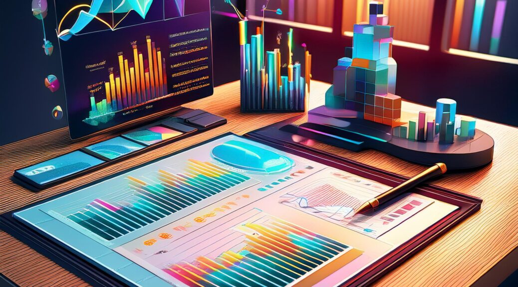 Business Analytics Tools on table; financial graph and diagram analysis