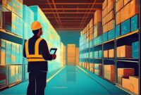 Inventory Software; man working in uniform; cargo shipment and warehouse